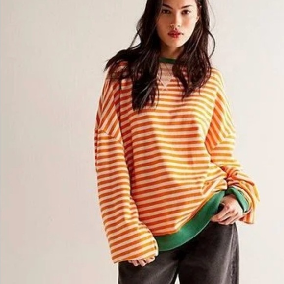 We The Free Tops - We The Free Classic Striped Oversized Crewneck